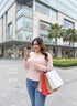 Round Neck Pearl Decor Cardigan